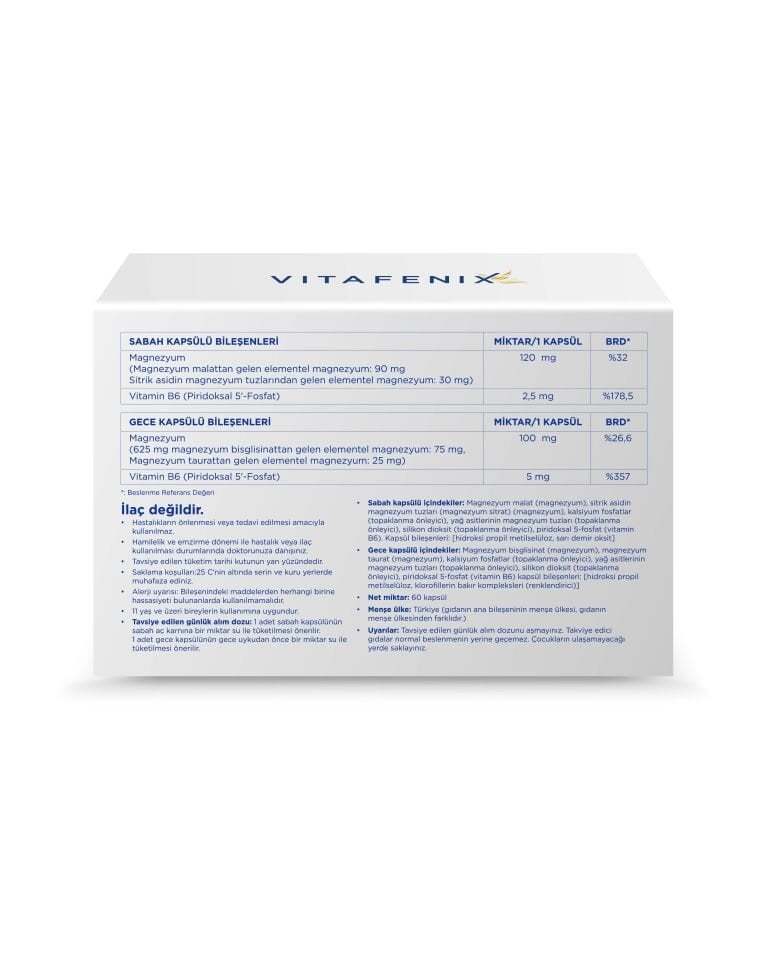 Magna P Kapsül - Magnezyum Bisglisinat, Sitrat, Malat, Taurat ve Vitamin B6
