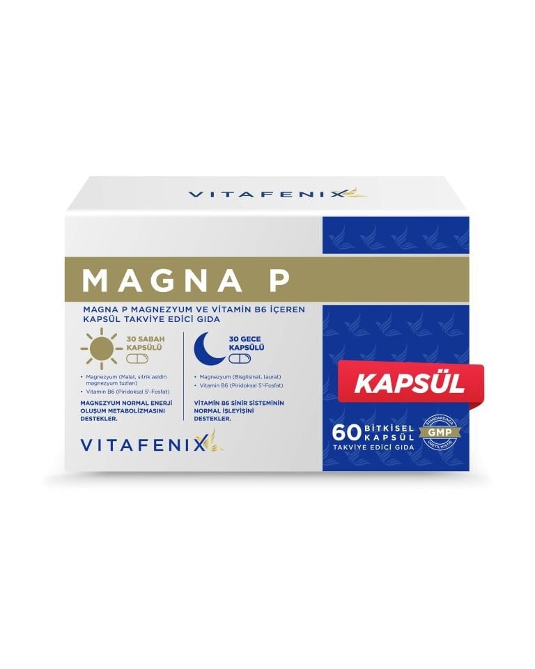 Magna P Kapsül - Magnezyum Bisglisinat, Sitrat, Malat, Taurat ve Vitamin B6 görseli