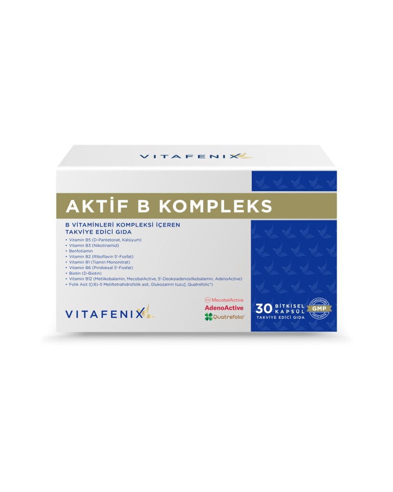 Aktif B Kompleks - Benfotiamin ve Temel B Vitaminlerinin Aktif Formlarını İçeren Takviye Edici Gıda görseli