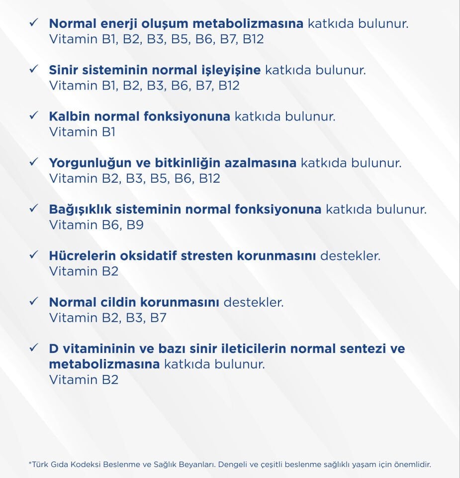 Aktif B Kompleks - Benfotiamin ve Temel B Vitaminlerinin Aktif Formlarını İçeren Takviye Edici Gıda