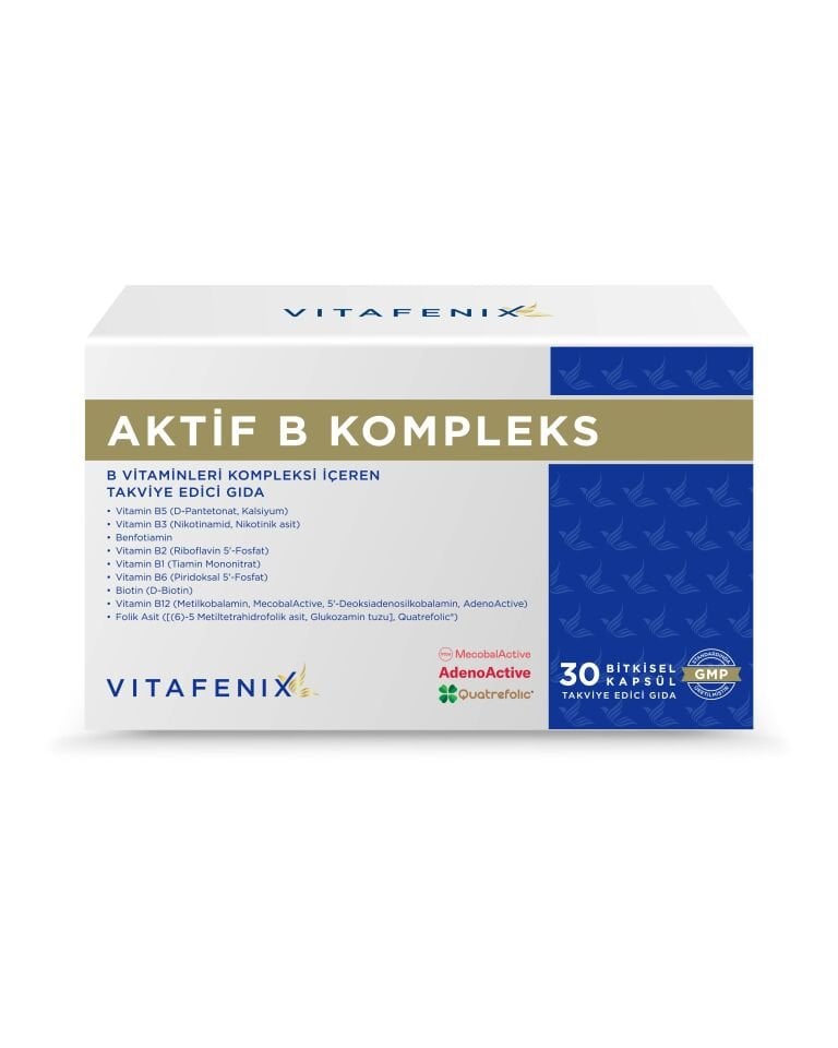 Aktif B Kompleks - Benfotiamin ve Temel B Vitaminlerinin Aktif Formlarını İçeren Takviye Edici Gıda görseli