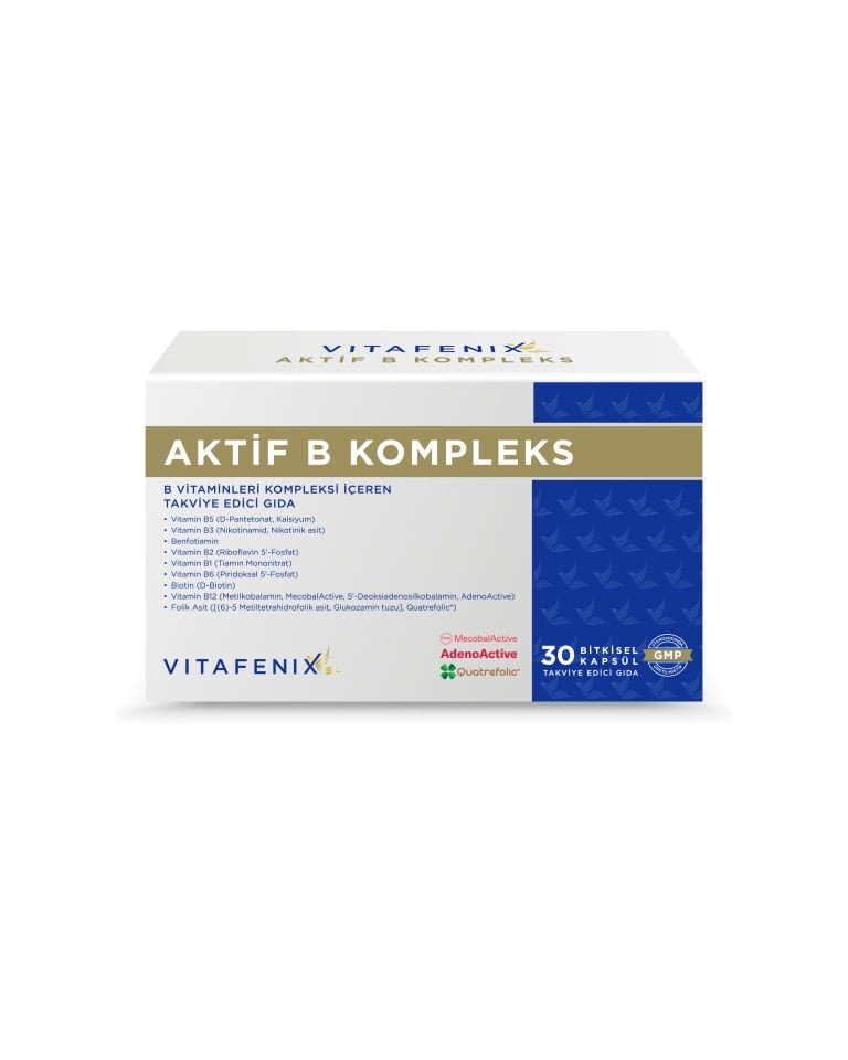 Aktif B Kompleks - Benfotiamin ve Temel B Vitaminlerinin Aktif Formlarını İçeren Takviye Edici Gıda görseli