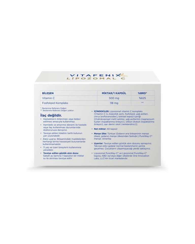 Lipozomal C Vitamini İçeren Kapsül Takviye Edici Gıda