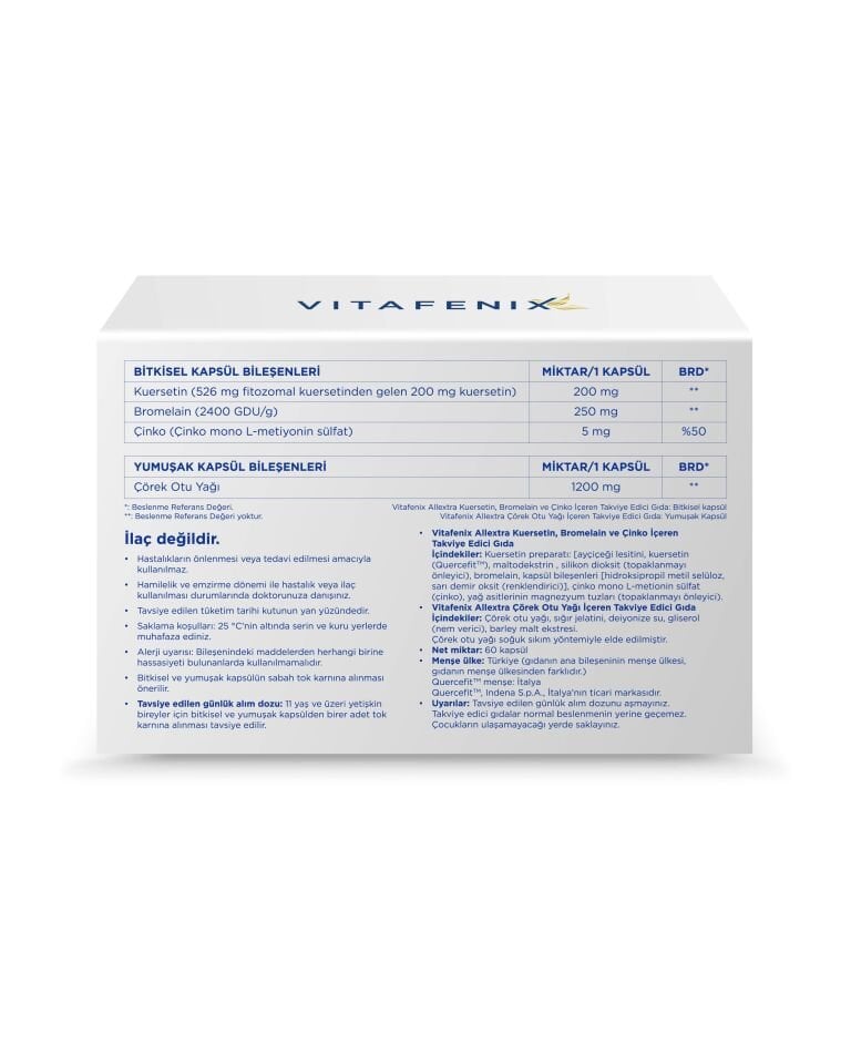 Allextra - Kuersetin, Çörek Otu Yağı, Bromelain ve Çinko Takviyesi