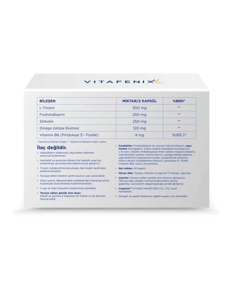 Cognifenix Fosfotidilserin ve Sitikolin İçeren Takviye Edici Gıda