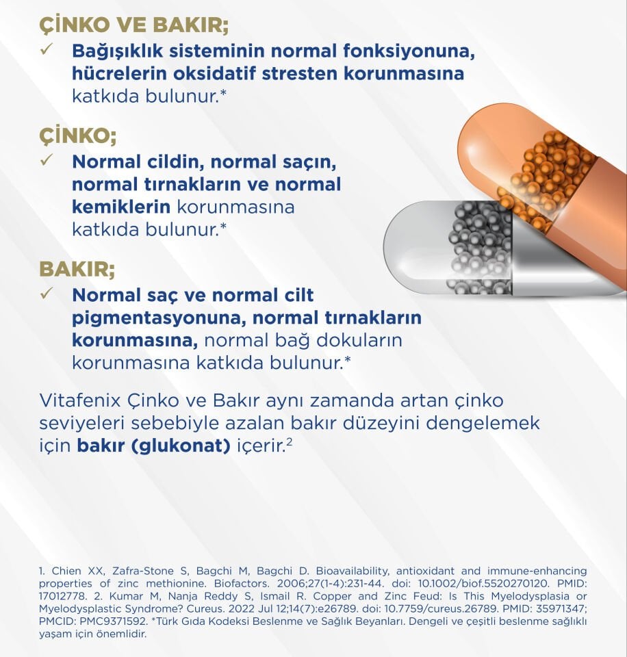 Çinko ve Bakır İçeren Takviye Edici Gıda