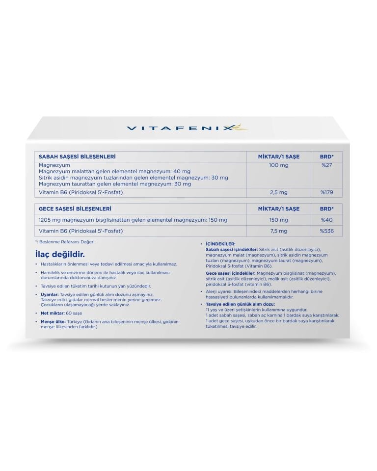 Magna P Saşe - Toz Formda Magnezyum Malat, Bisglisinat, Sitrat Taurat ve Vitamin B6