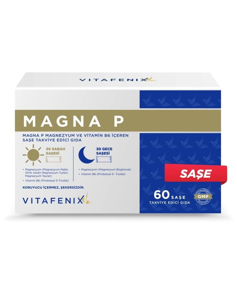 Magna P Saşe - Toz Formda Magnezyum Malat, Bisglisinat, Sitrat Taurat ve Vitamin B6 görseli