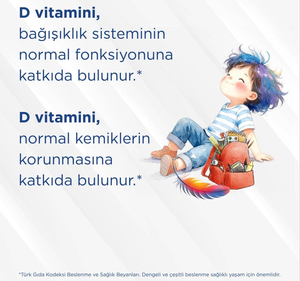 D3 ve Kabak Çekirdeği Yağı İçeren Çocuklar İçin D Vitamini Takviye Edici Gıda