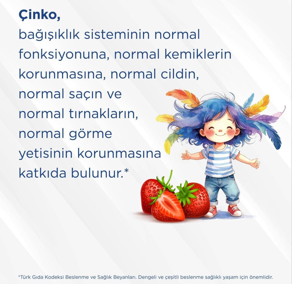 Çocuklar İçin Çinko İçeren Sıvı Takviye Edici Gıda