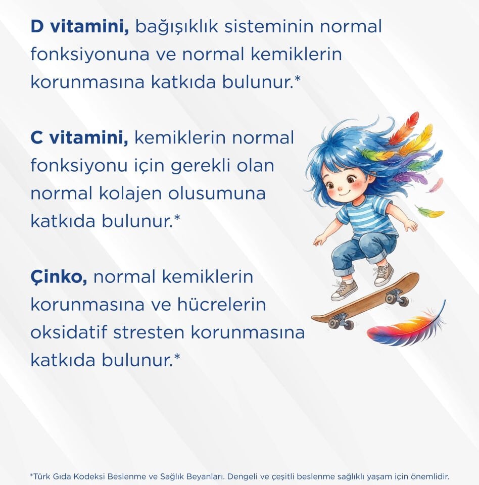 Çocuklar İçin Kara Mürver Ekstresi, C Vitamini ve Çinko İçeren Sıvı Takviye Edici Gıda