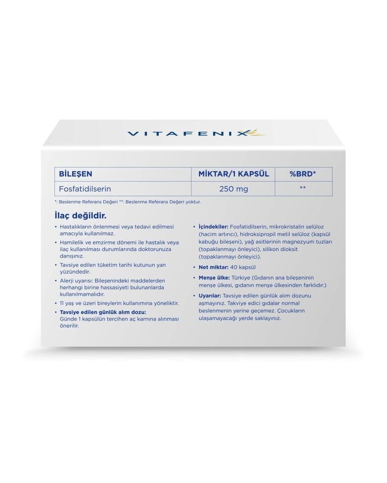 Fosfatidilserin İçeren Kapsül Formda Takviye Edici Gıda