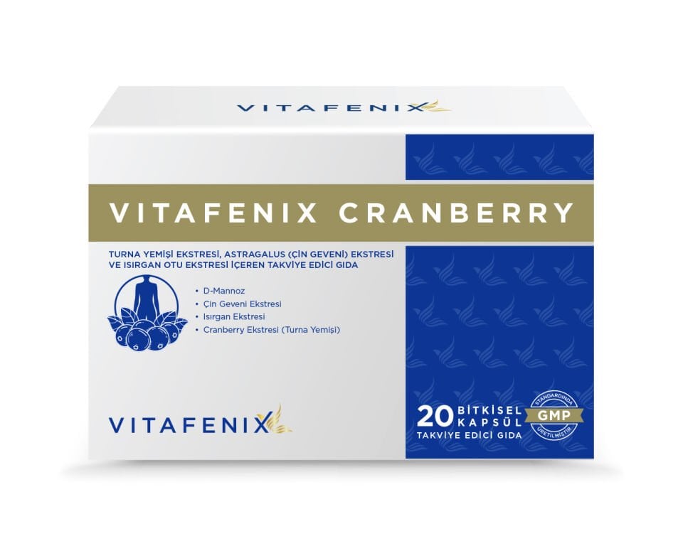 Vitafenix Cranberry - Turna Yemişi Ekstresi, D-Mannoz, Astragalus (Çin Geveni) ve Isırgan Otu Ekstresi İçeren Kapsül Takviye Edici Gıda görseli