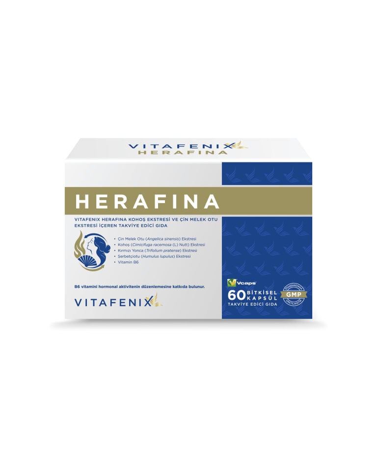 Herafina - Kohoş, Çin Melek Otu, Kırmızı Yonca, Şerbetçiotu ve B6 Vitamini İçeren Takviye Edici Gıda görseli